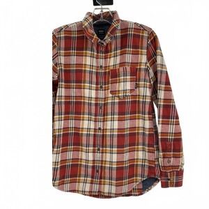 Prana Red/Orange Plaid Long Sleeved Button Up | Men XS Regular